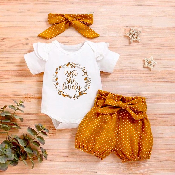 Isn’t She Lovely Onesie Polka Dot Shorts Headband